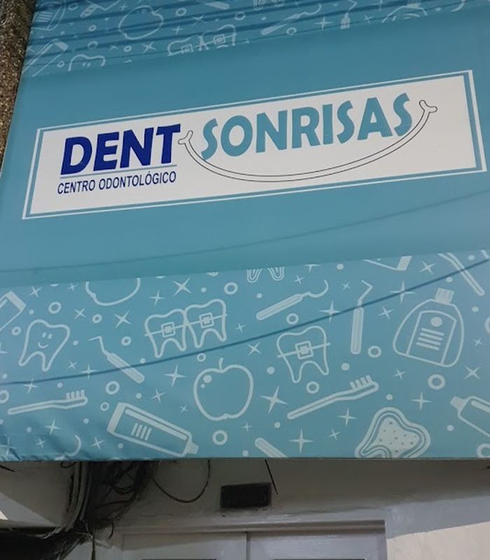Letrero de Dent Sonrisas Centro Odontológico en Bello